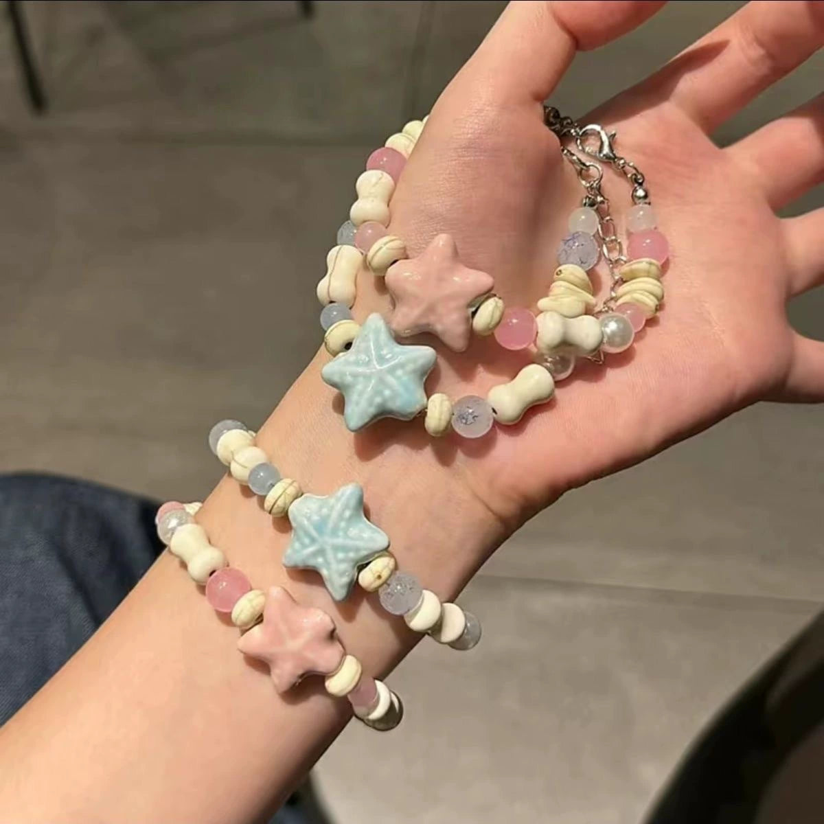 UNI-12309 - Funky Beads Pink Star Fish - Bracelet