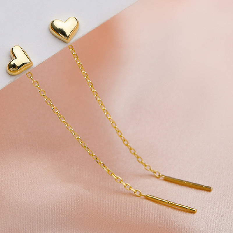 UNI-11251 - Gold Dangling Heart - Earring