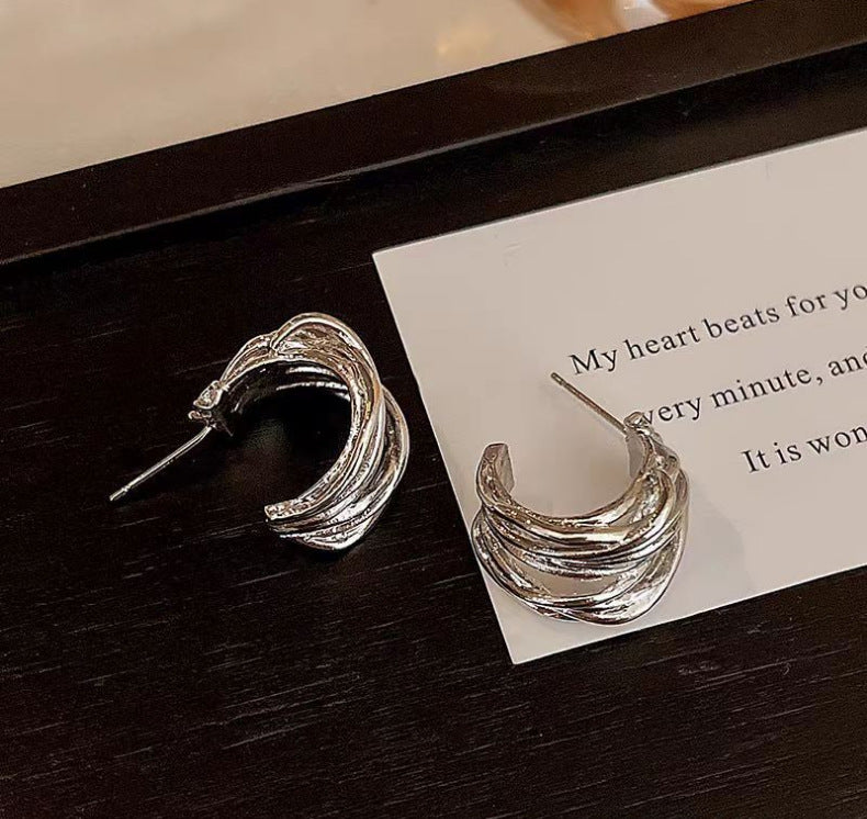 UNI- 11049-1 - Silver Hoops - Earring