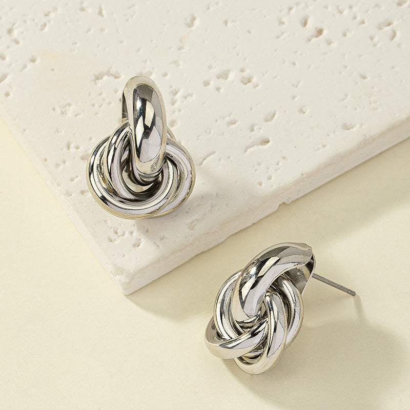 UNI-11330 - Geometric Twisted Silver - Earring