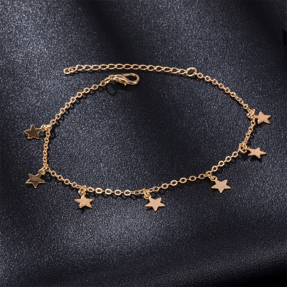 UNI-10704 - Gold Star Charms - Anklet