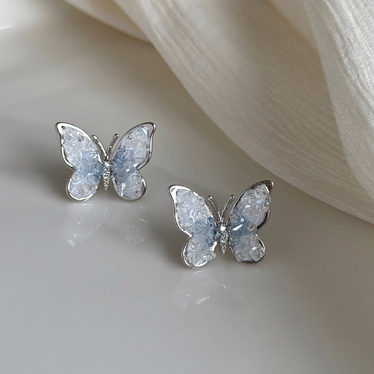 UNI-10853 - Crystal Butterfly Silver - Earring Style 2