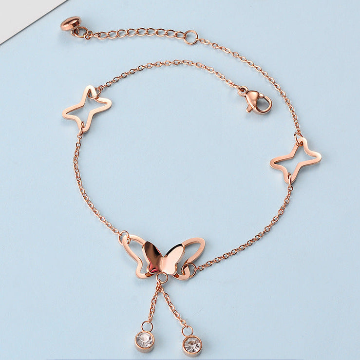 SS-11695 - Rose gold Fancy Butterfly - Anklet