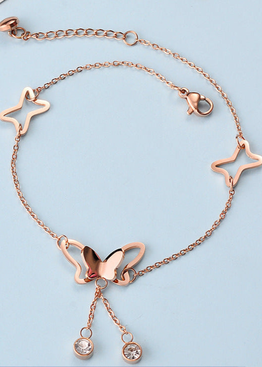 SS-11695 - Rose gold Fancy Butterfly - Anklet