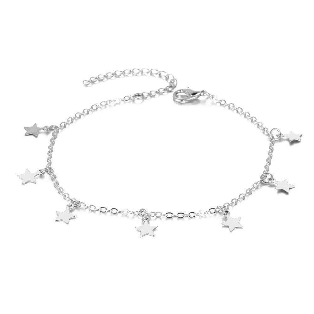 UNI-10705 - Silver Star Charms - Anklet
