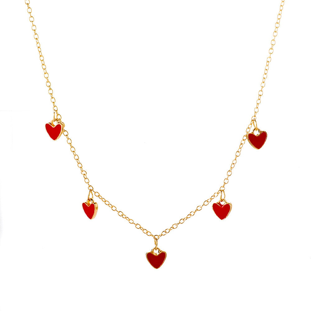UNI-10976 - Red Heart Gold- Necklace