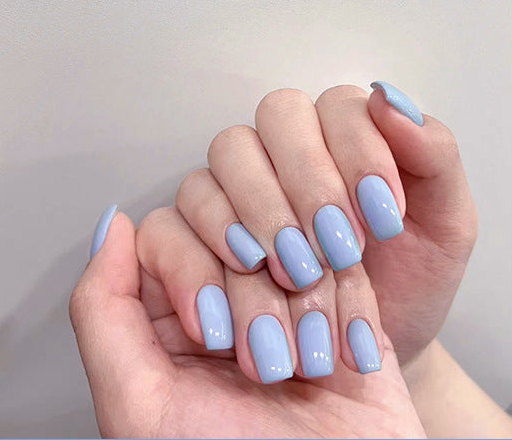 N-241 - Frozen Blue - Press On Nail Set Of 24 - Free 24 Pcs Sticker Sheet Included