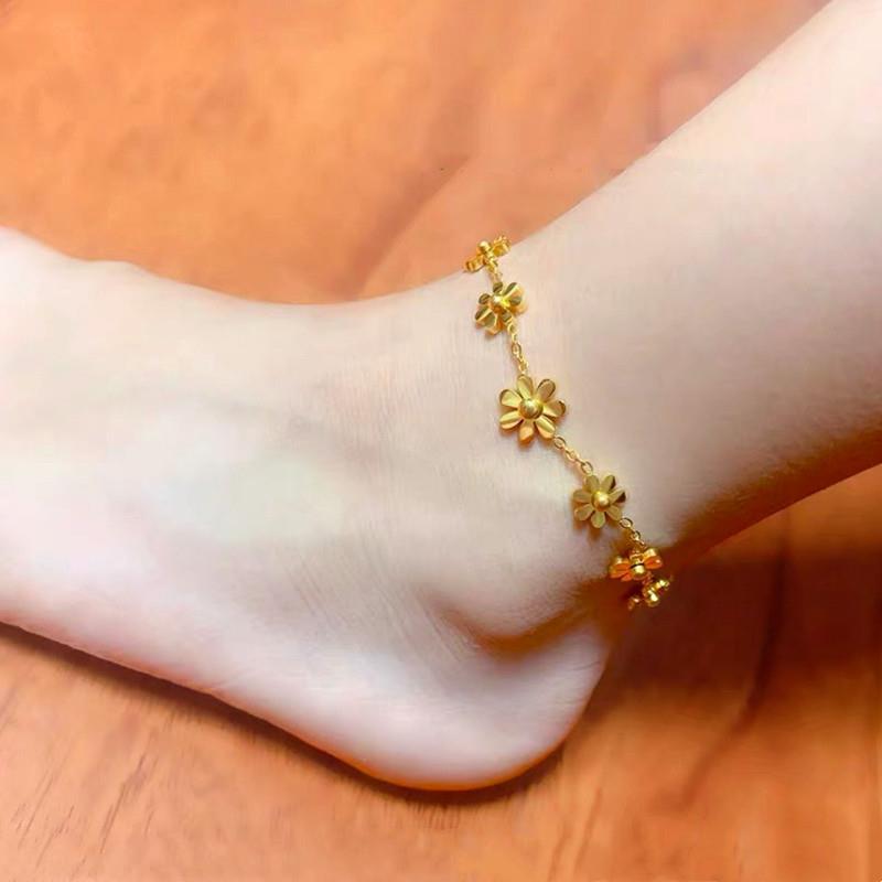 SS-11705 -Gold Daisy Flowers - Anklet