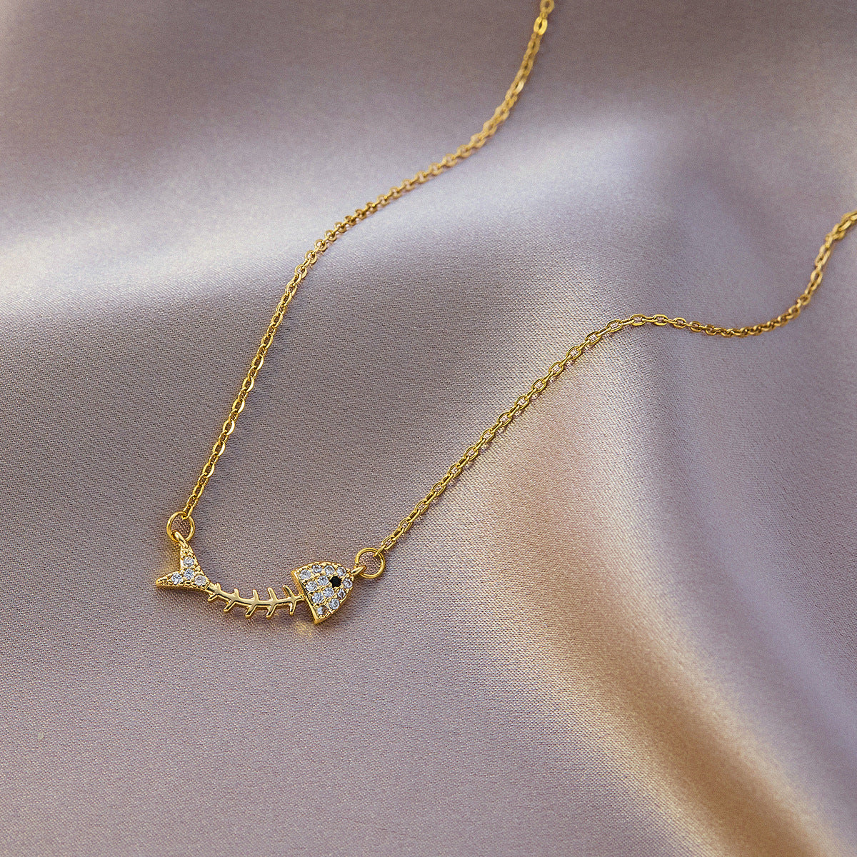 SS-11481 - Fish Skeleton Diamonds - Necklace