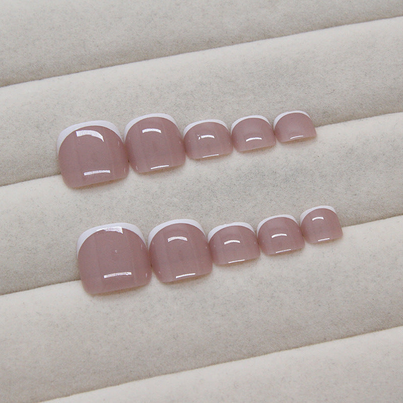 N-286 - Simple French - Toenail Set Of 24- Free 24 Pcs Sticker Sheet Included