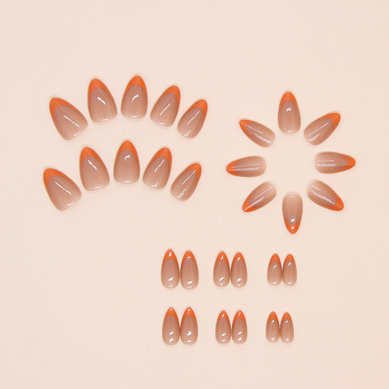 N-478 - Neon Orange - Press On Nail Set Of 24 - Free 24 Pcs Sticker Sheet Included