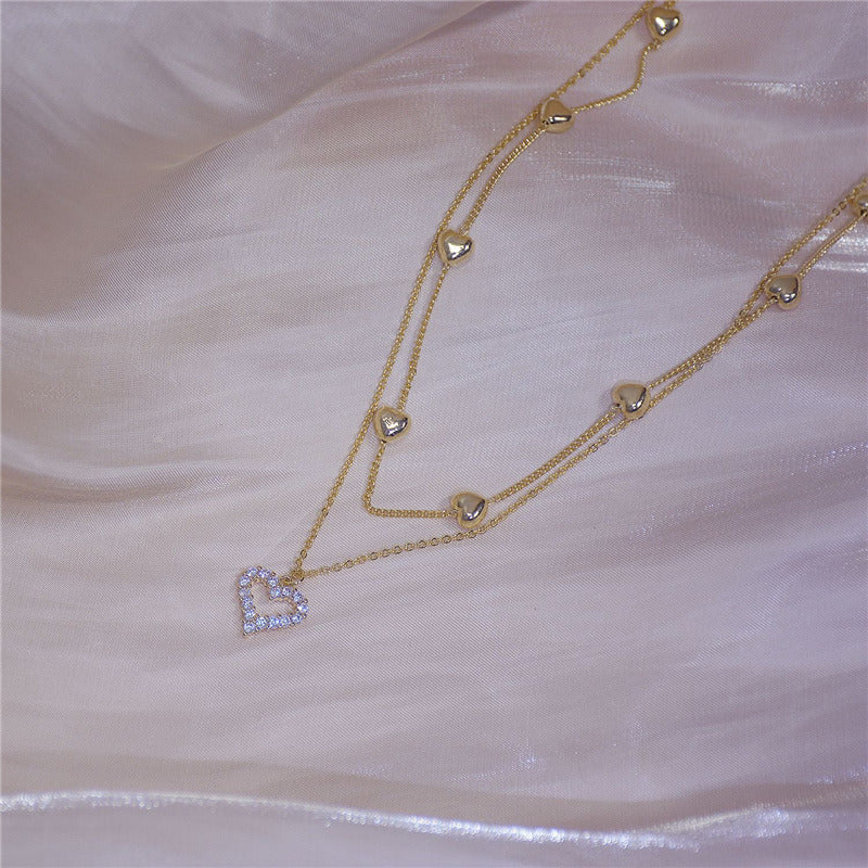 UNI-12672 - Sparkle Diamond Heart & Gold Foil - Necklace