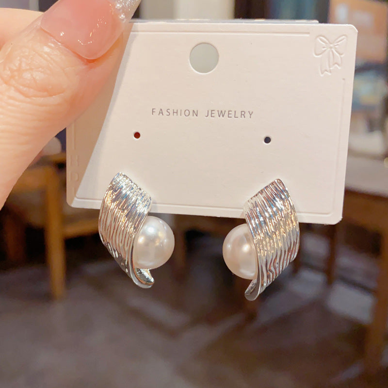 UNI-12855 - Luxury Silver Pearl - Earring