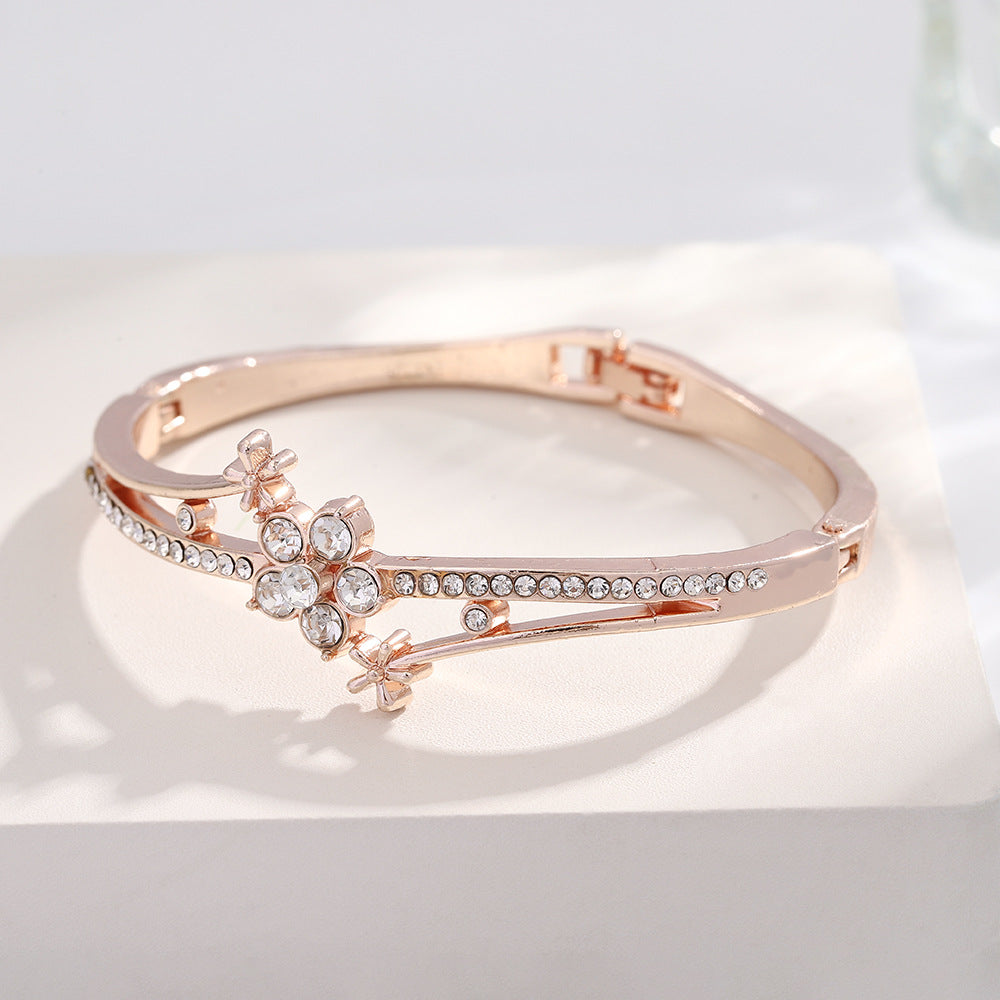 UNI-11307 - Rose Gold Flower Bangle- Bracelet