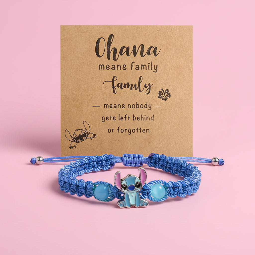 UNI-12431 - Dark Blue Stitch Animal Ohana Means Family - Bracelet