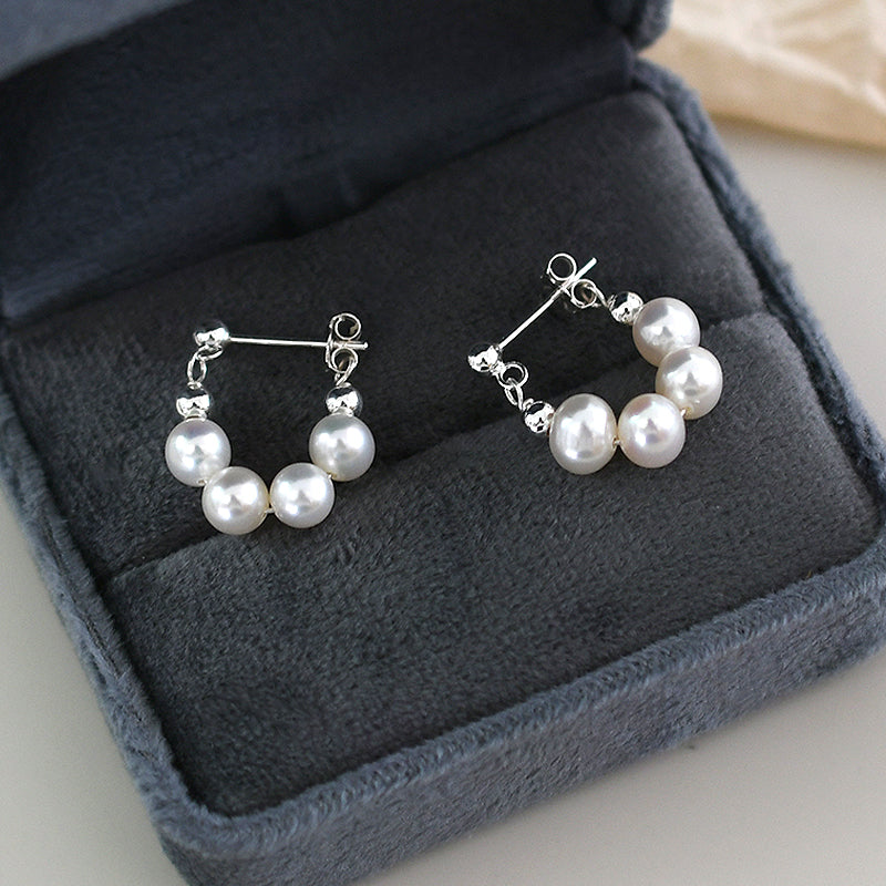 UNI-10855 - Pearl & Foiled Silver - Earring