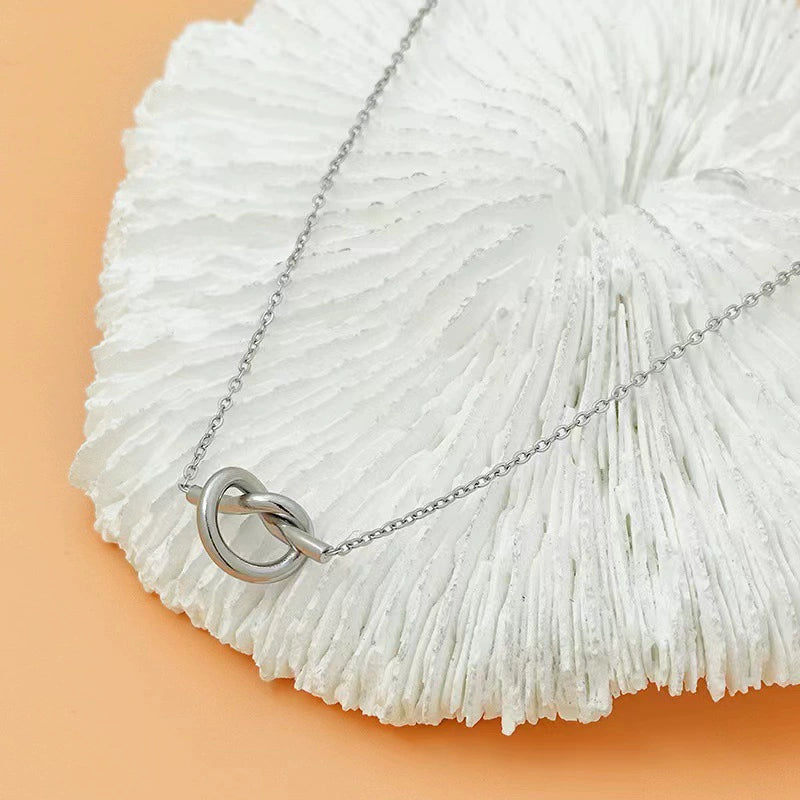 UNI-12269 - Bow Knotted Silver - Necklace