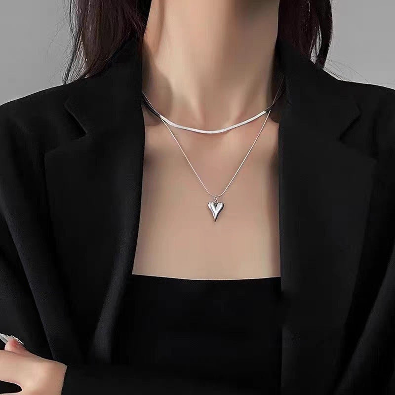 UNI-11342 - Silver Foil Heart - Necklace Set of 2
