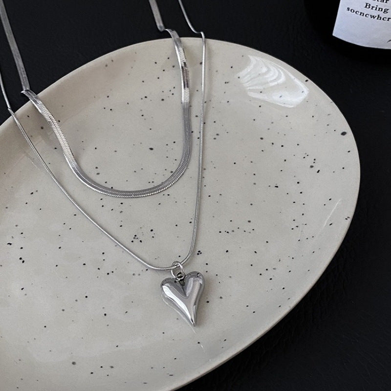 UNI-11342 - Silver Foil Heart - Necklace Set of 2