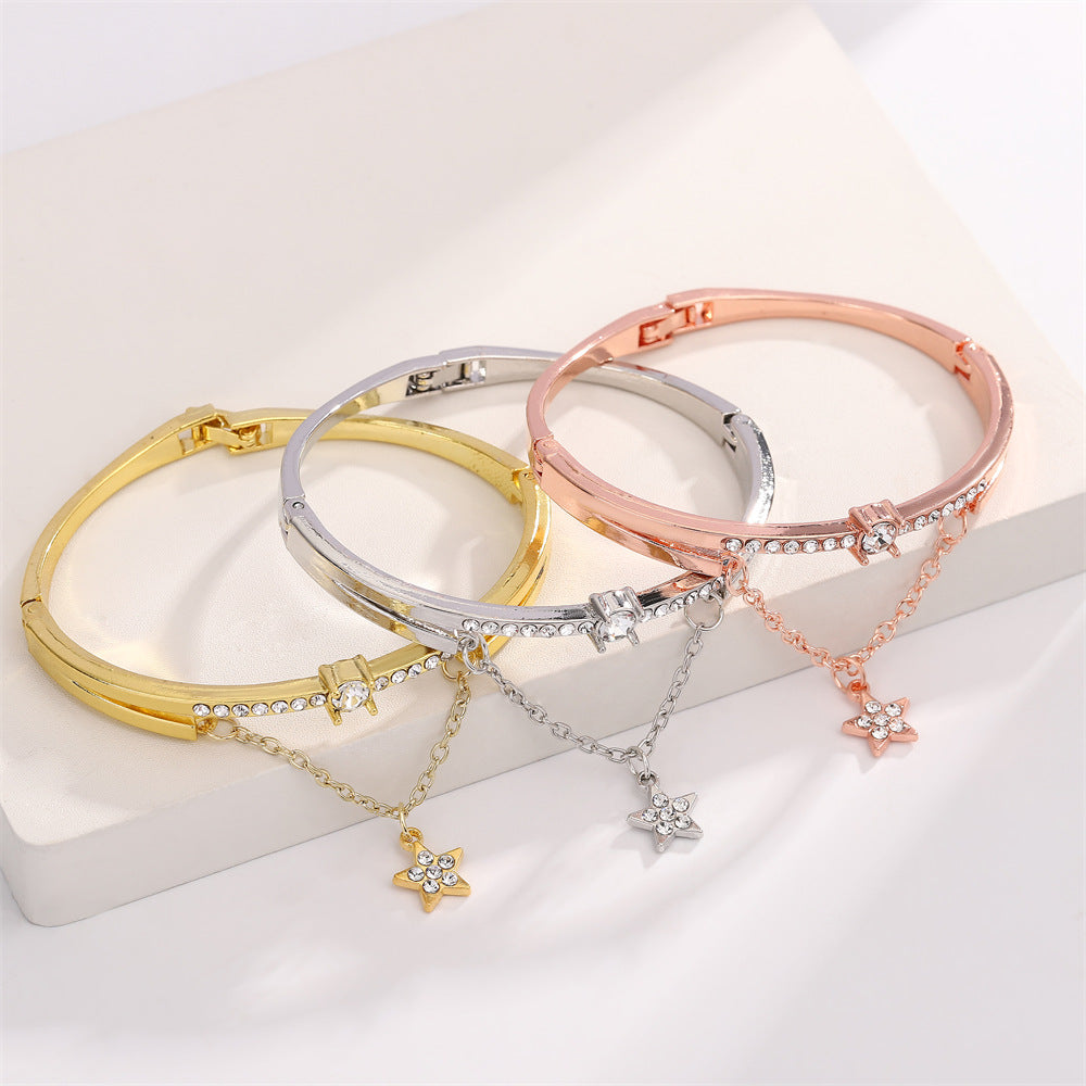 UNI-11310 - Silver Diamond Star Bangle- Bracelet