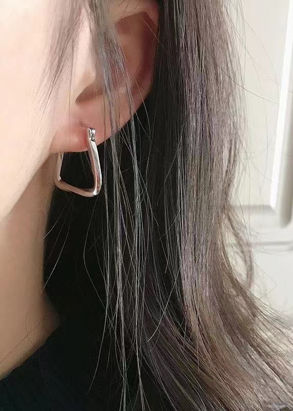 UNI-12262 - Geometric Square Silver - Earring
