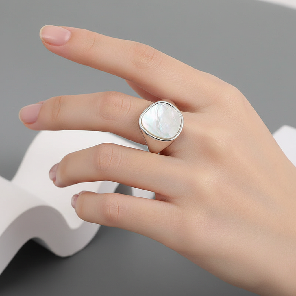 UNI-12674- Marbled Silver Foil - Ring
