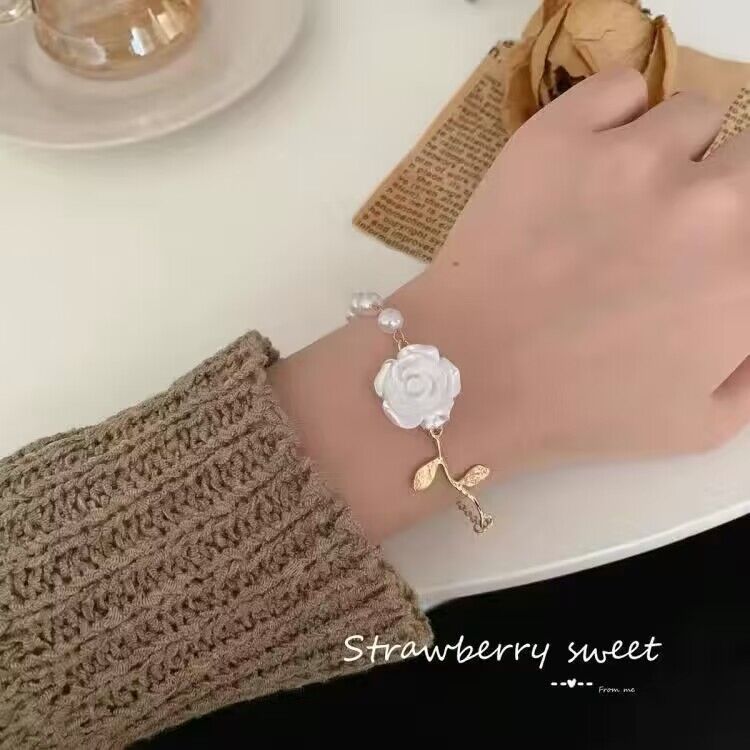 UNI-12279 - Rose Flower White - Bracelet