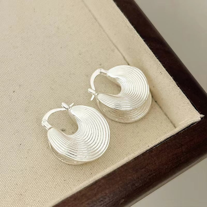 UNI-12392 - Silver Foil Texture - Earring