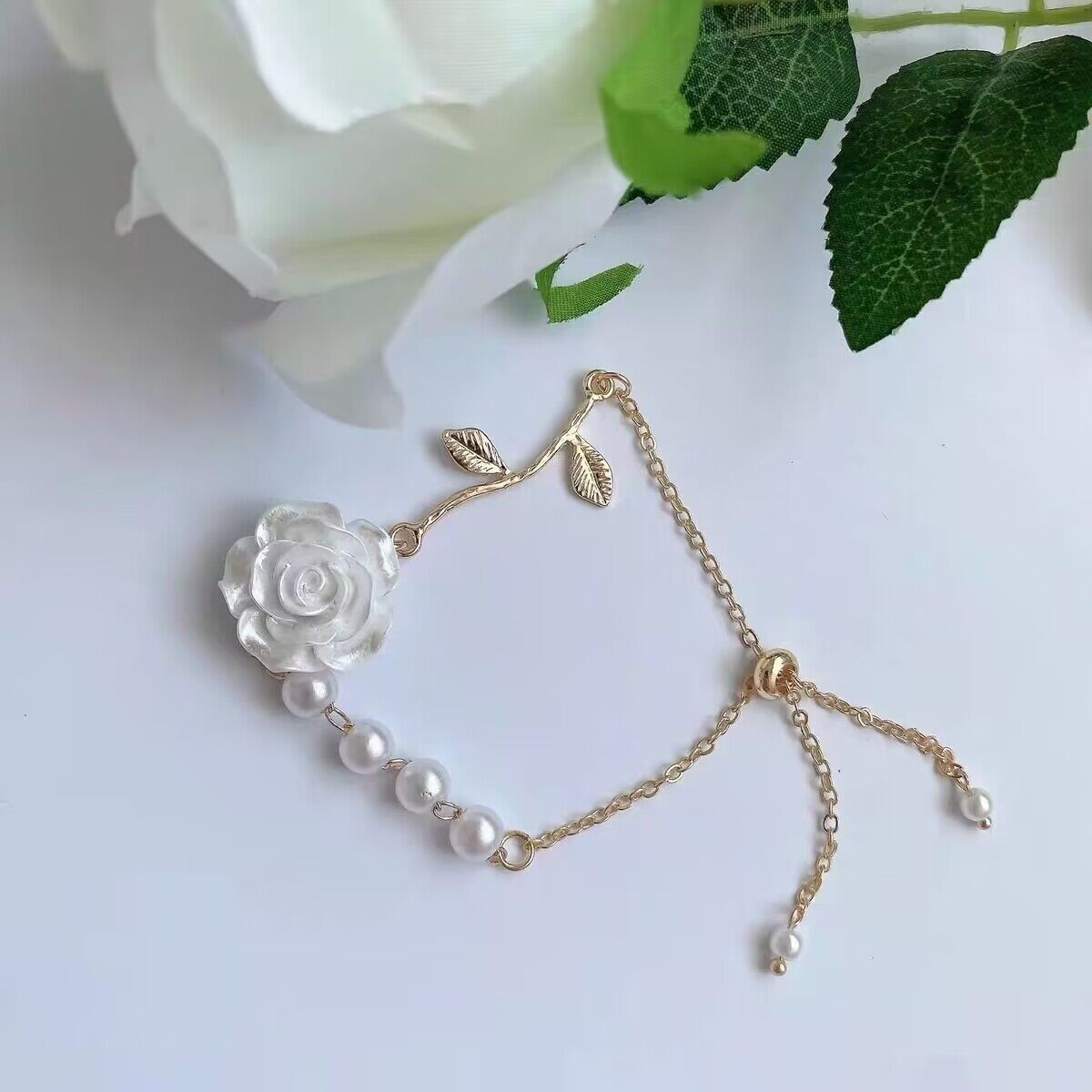UNI-12279 - Rose Flower White - Bracelet