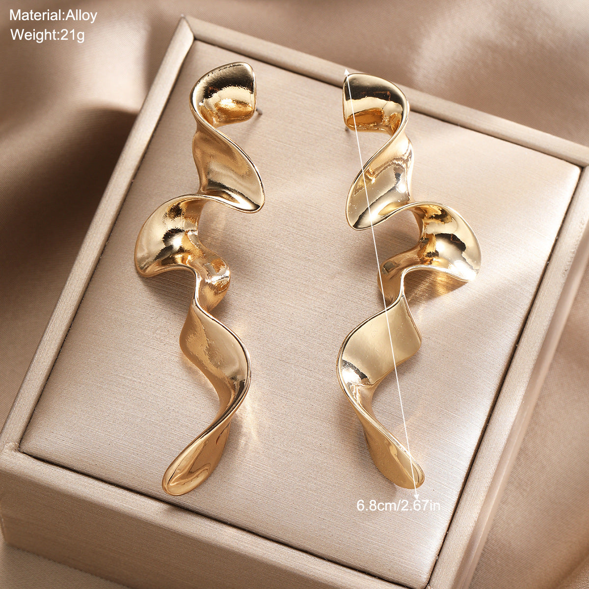 UNI- 11198 - Gold Curved - Earring