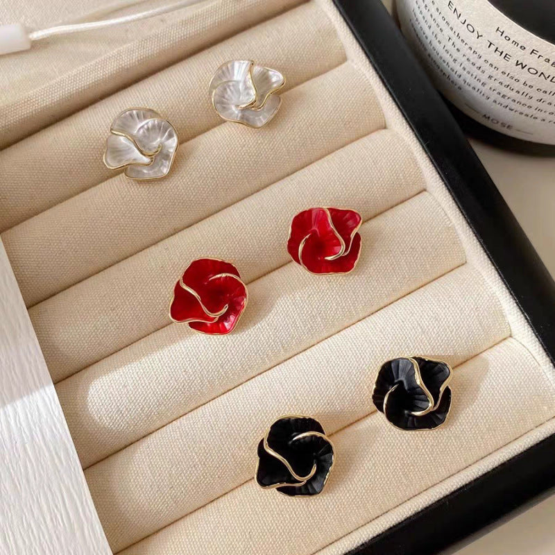 UNI-12809 - Red Vintage Flower-Shaped - Earring