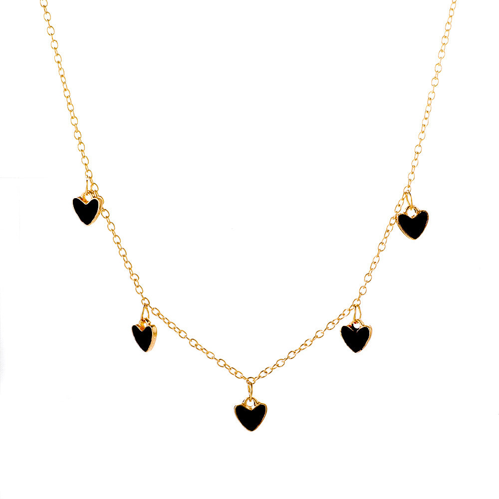 UNI-10977 - Black Heart Gold- Necklace