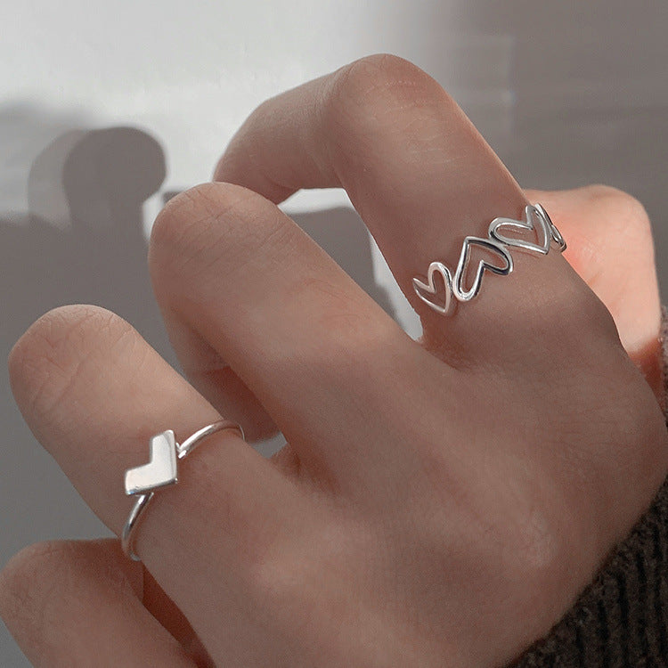 UNI-12321 - Silver Heart - Ring Set of 2