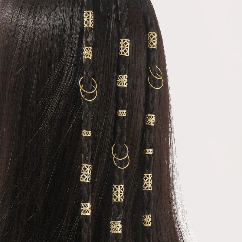 UNI-12679 - Gold Rings - Hair Cuffs Braiding Accessory