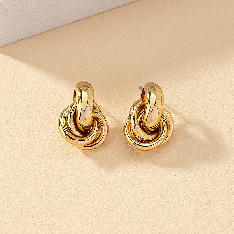 UNI-11329 - Geometric Twisted Gold - Earring