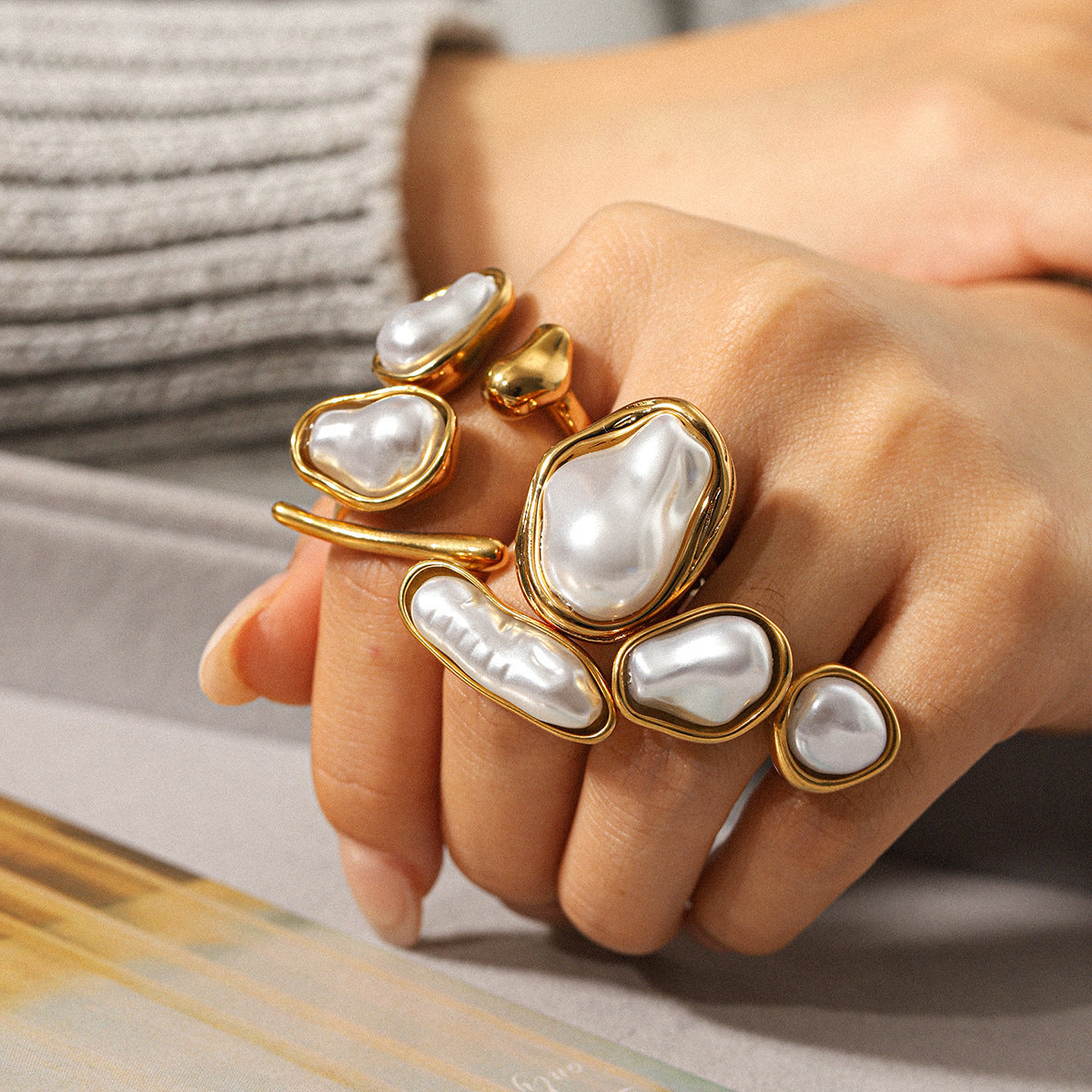 UNI-12697 - Pearly Gold Foil Series - Ring Style 3
