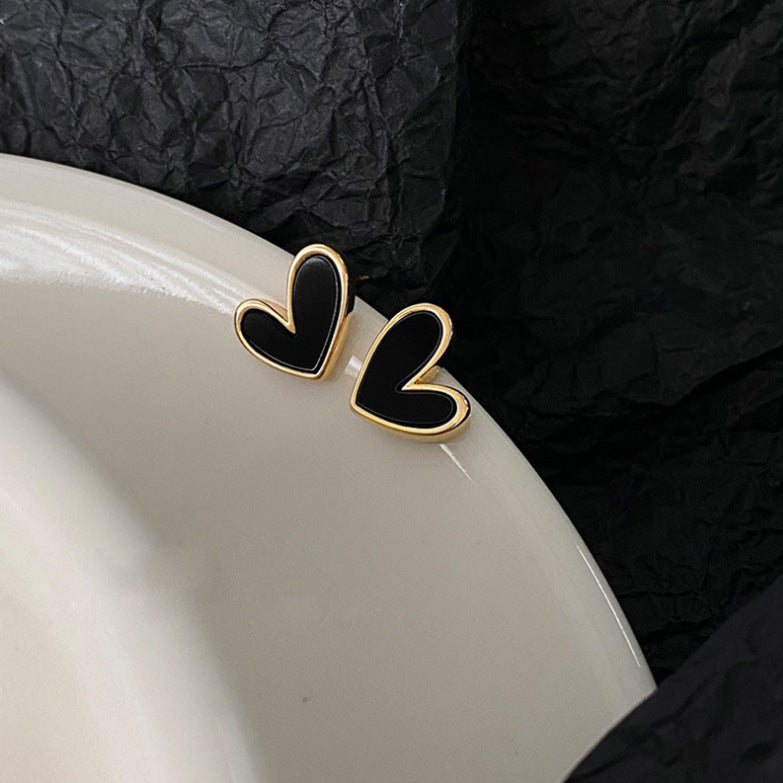 UNI- 11068 - Black Heart Gold - Earring