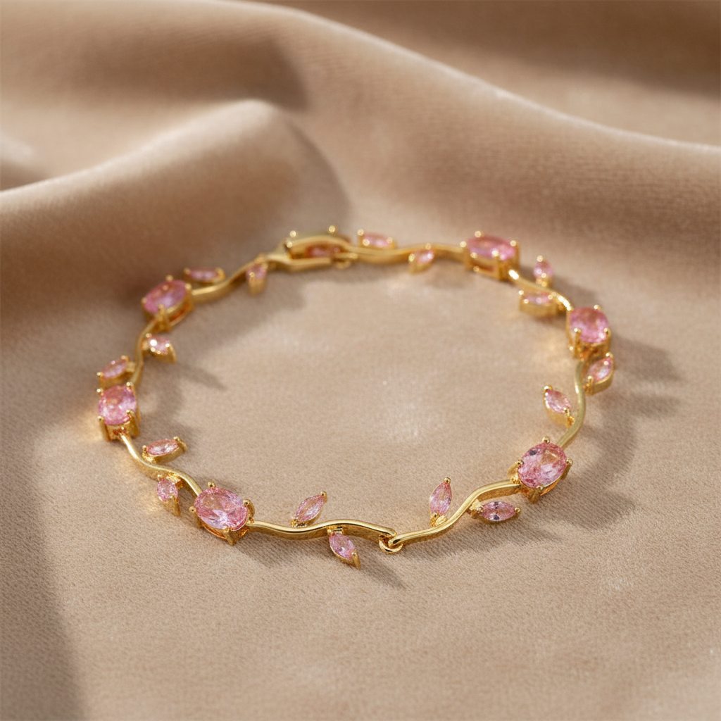 UNI-12202 - Viral Tulip Pink Diamonds Gold - Bracelet