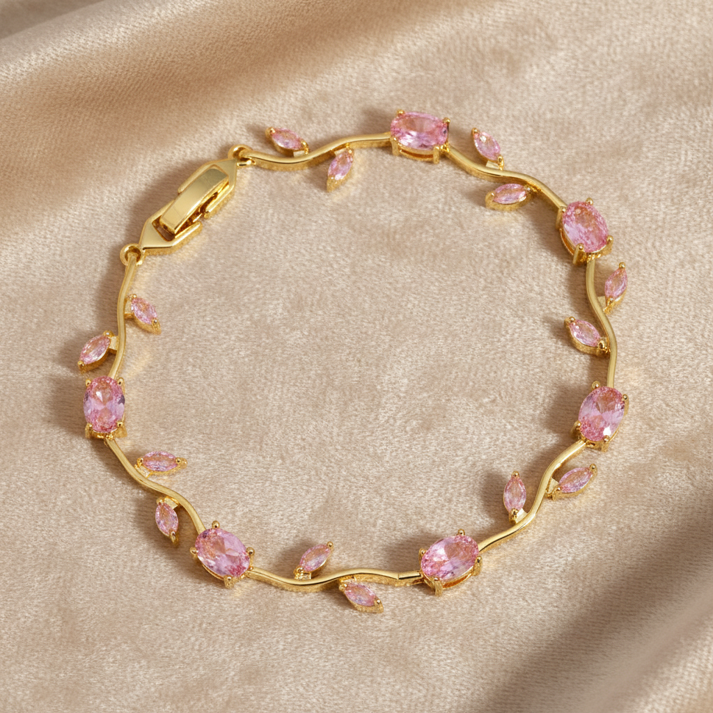 UNI-12202 - Viral Tulip Pink Diamonds Gold - Bracelet