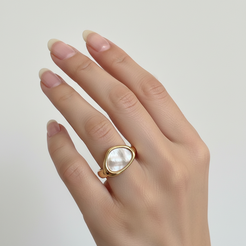 UNI-11970- White Enameled Gold - Ring
