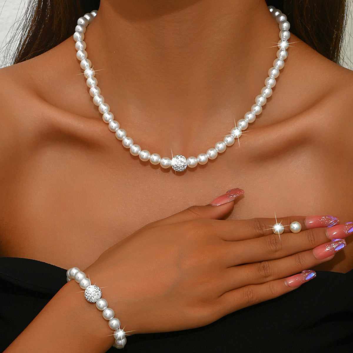 UNI-11393 - Pearls & Diamond - Jewelry Set