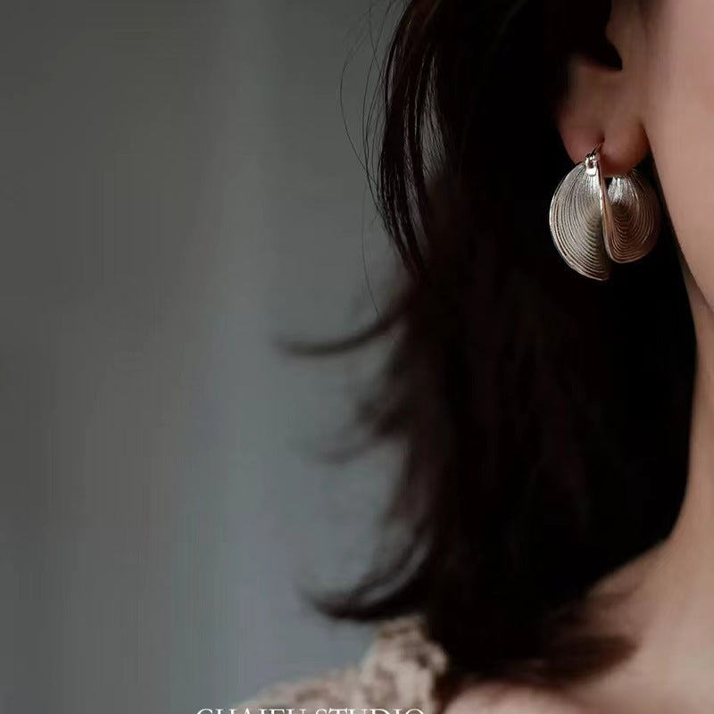 UNI-12392 - Silver Foil Texture - Earring