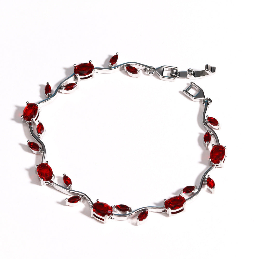 UNI-12207 - Viral Tulip Red Diamonds Silver - Bracelet