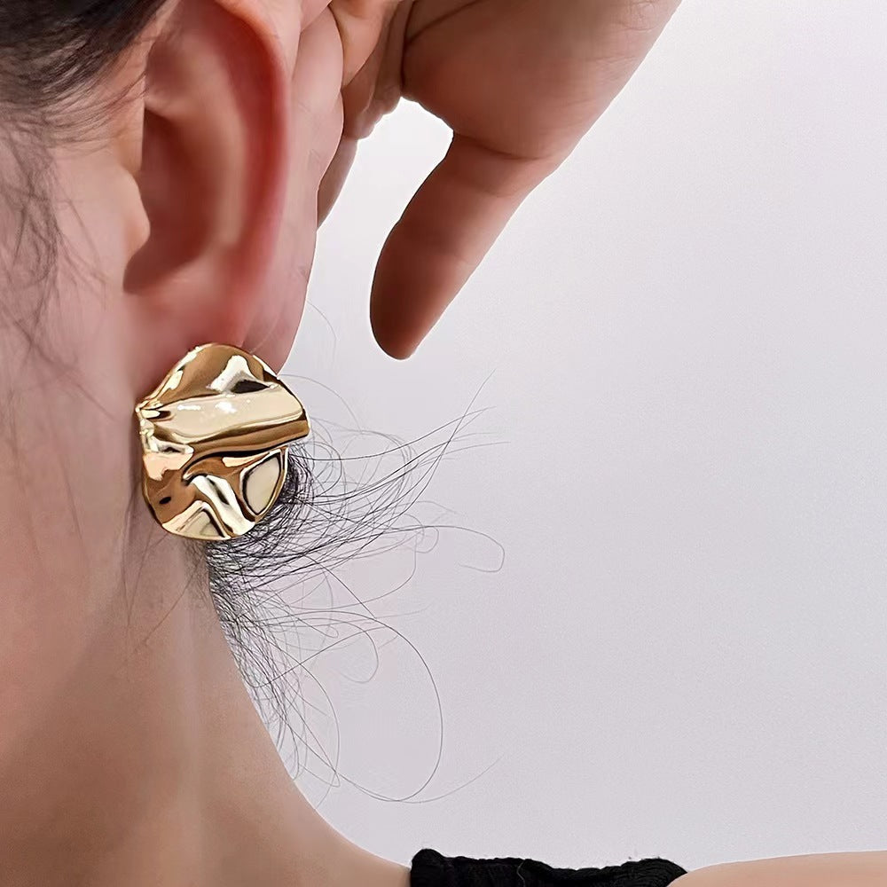 UNI-12339- Silver Foil Geometric - Earrings