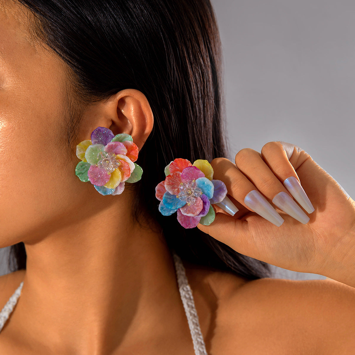 UNI-10779 - Colorful Multi Flower - Earring