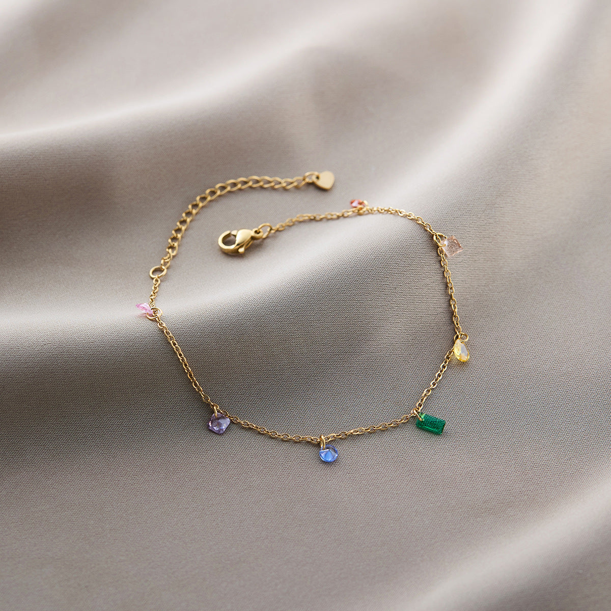 SS-10834 - Multi Colored Diamonds Gem Gold - Bracelet