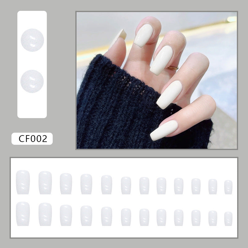 N-226 - Pure White - Press On Nail Set Of 24 - Free 24 Pcs Sticker Sheet Included