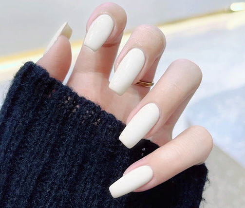 N-226 - Pure White - Press On Nail Set Of 24 - Free 24 Pcs Sticker Sheet Included