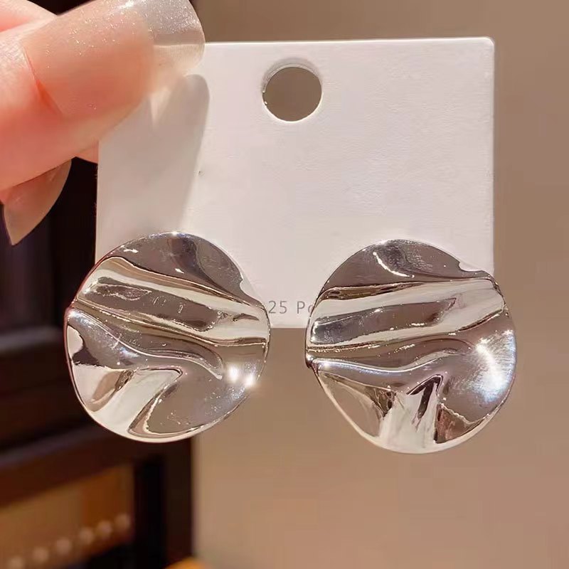 UNI-12339- Silver Foil Geometric - Earrings