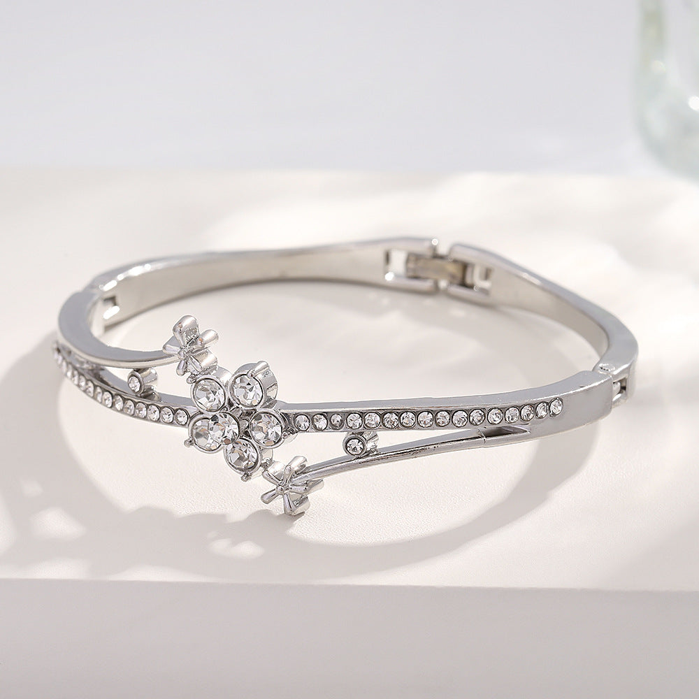 UNI-11306 - Silver Flower Bangle- Bracelet